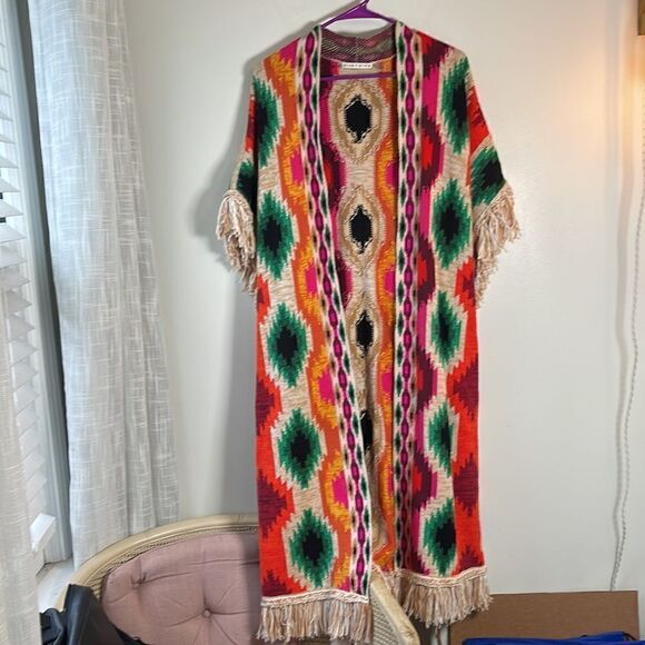 EUC Alice + Olivia Reva + Maibella Fringe Multicolor Shell + Cardigan Set M/L - Picture 2 of 14